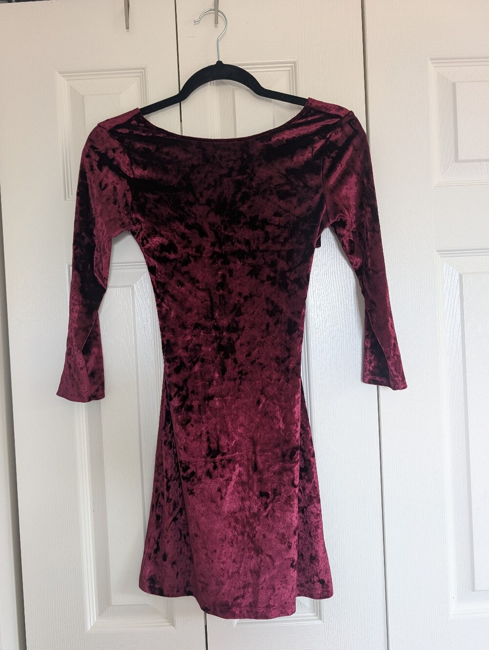Macy's Unedited Velvet Burgundy Criss Cross Back Dress - Women's Size XS